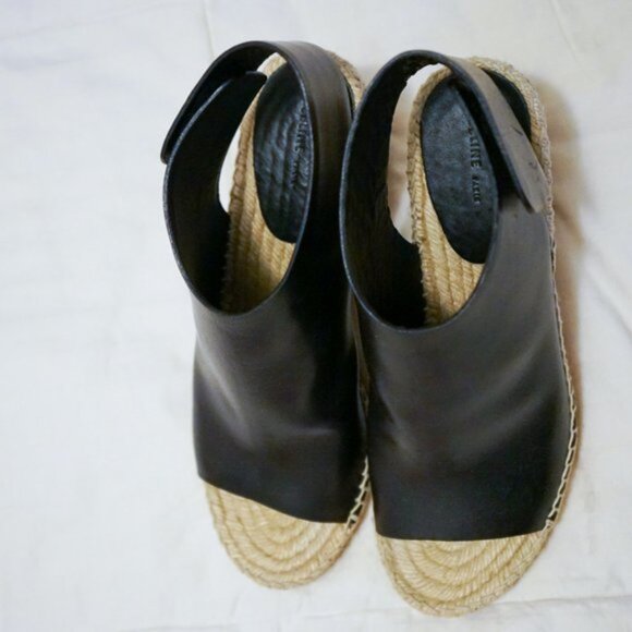 Celine Black Leather Wedge Espadrilles - Picture 9 of 10